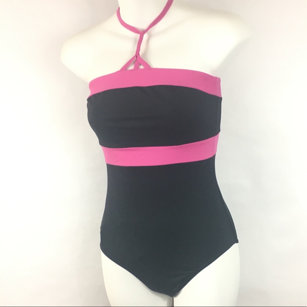 Sansha halter leotard women black pink XL 14-16